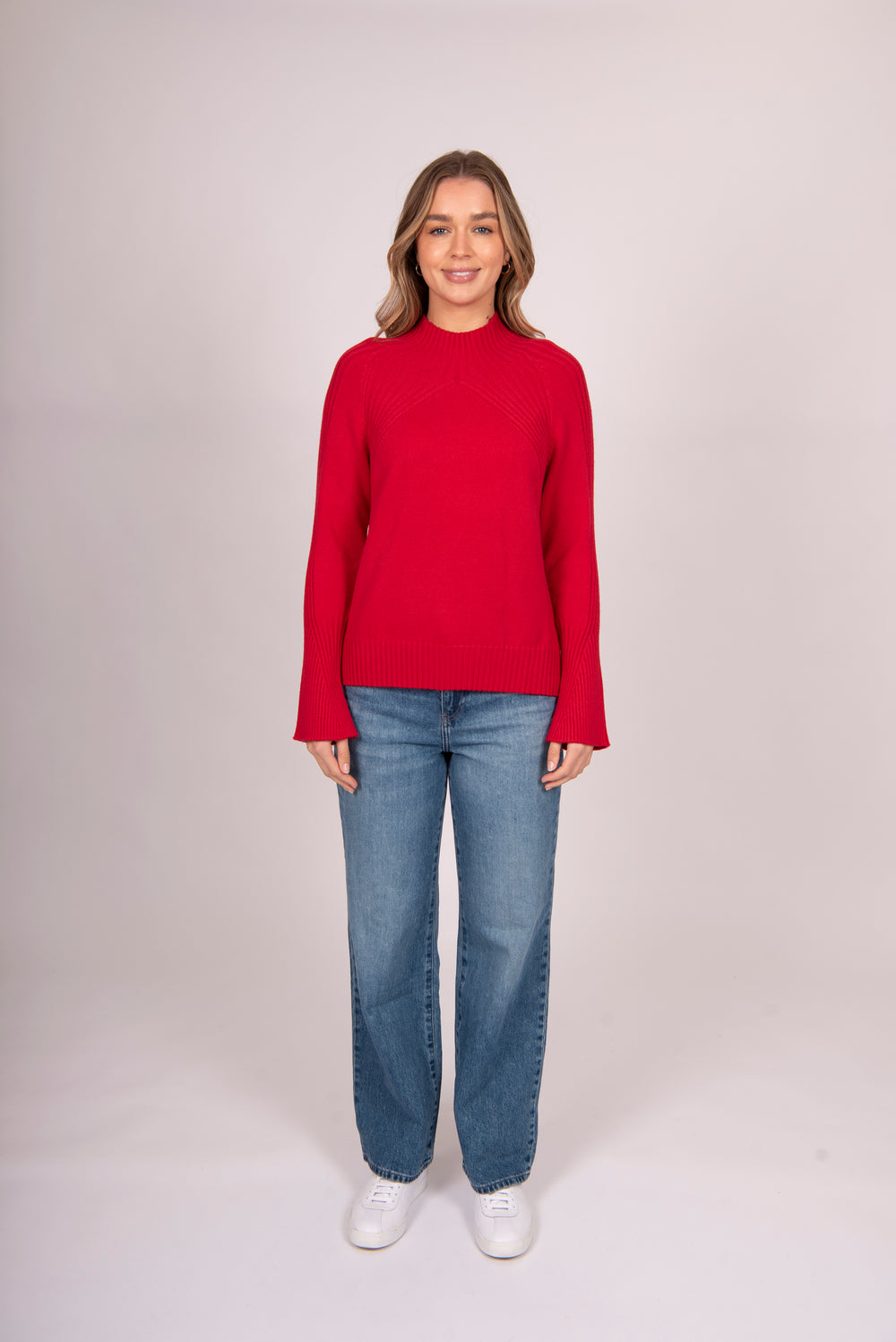 Bella - High Neck Rib Vee Pullover FB5401