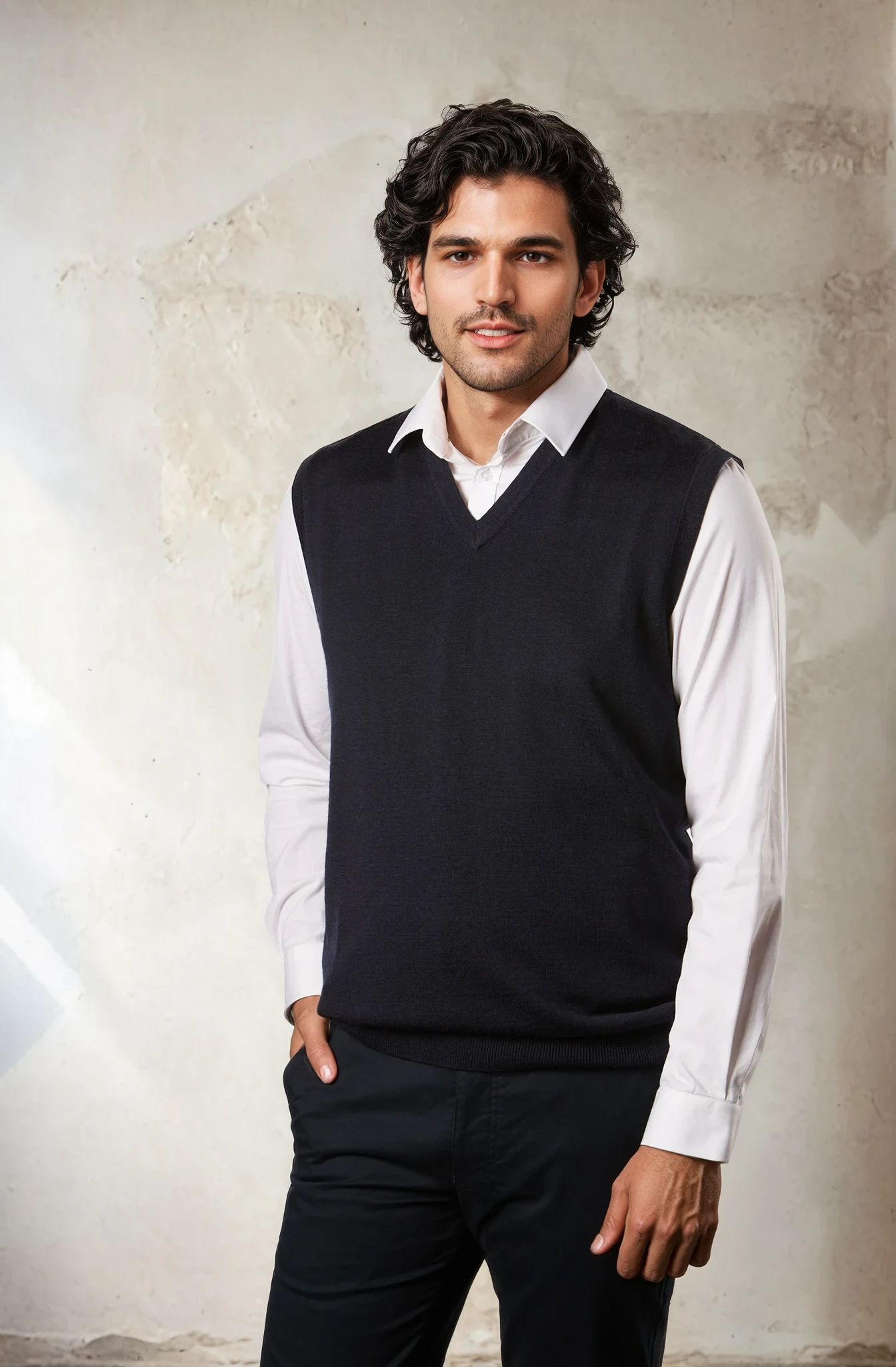 Fields Knitwear - Sleeveless Vest with Rib Basque FL870