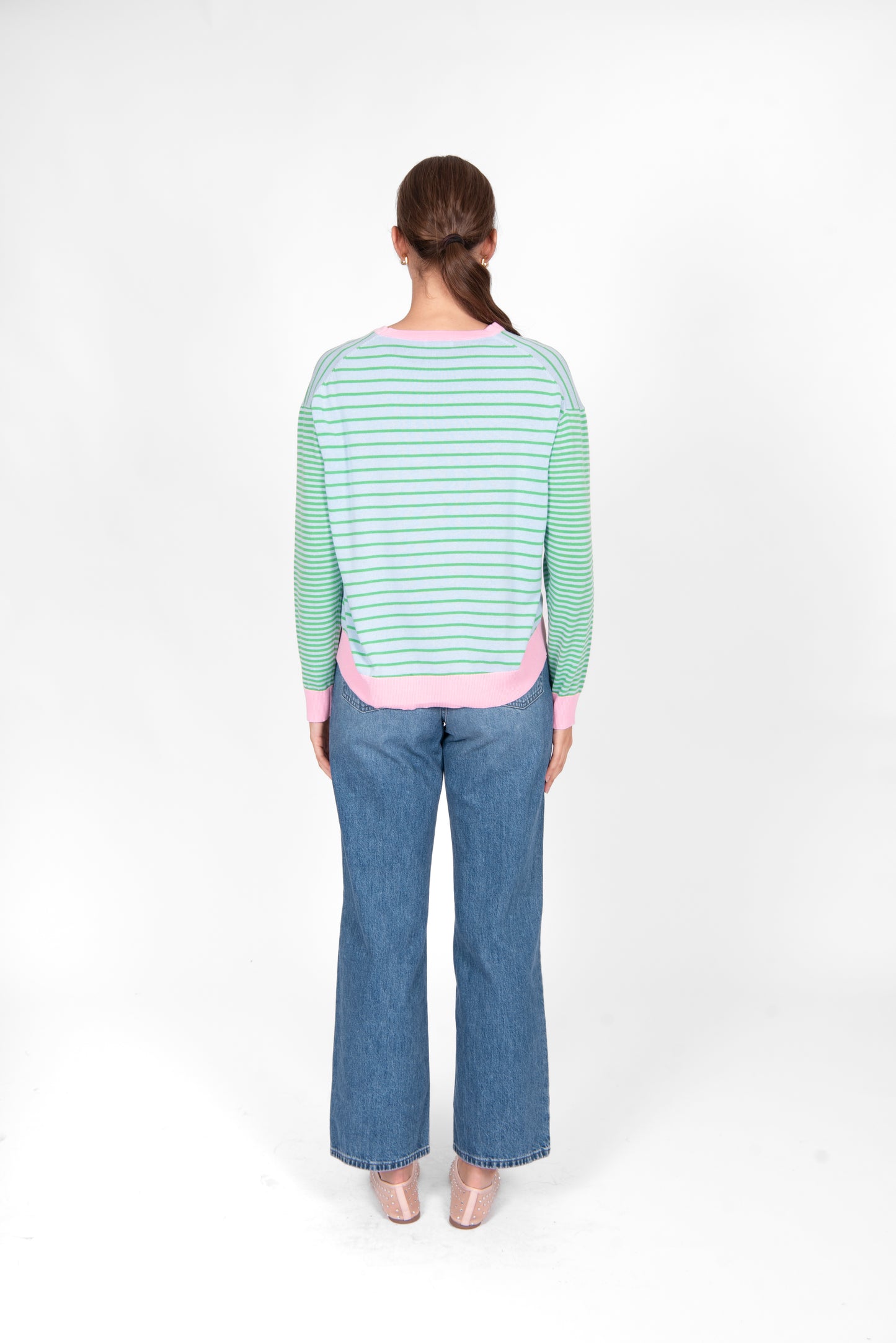 Bridge & Lord Stripe Pullover with Curve Hem - BL5211
