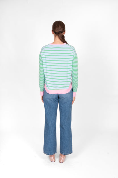Bridge & Lord Stripe Pullover with Curve Hem - BL5211