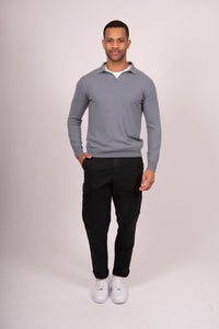 Bridge & Lord - Mens Open Collar Long Sleeve Polo BL5503
