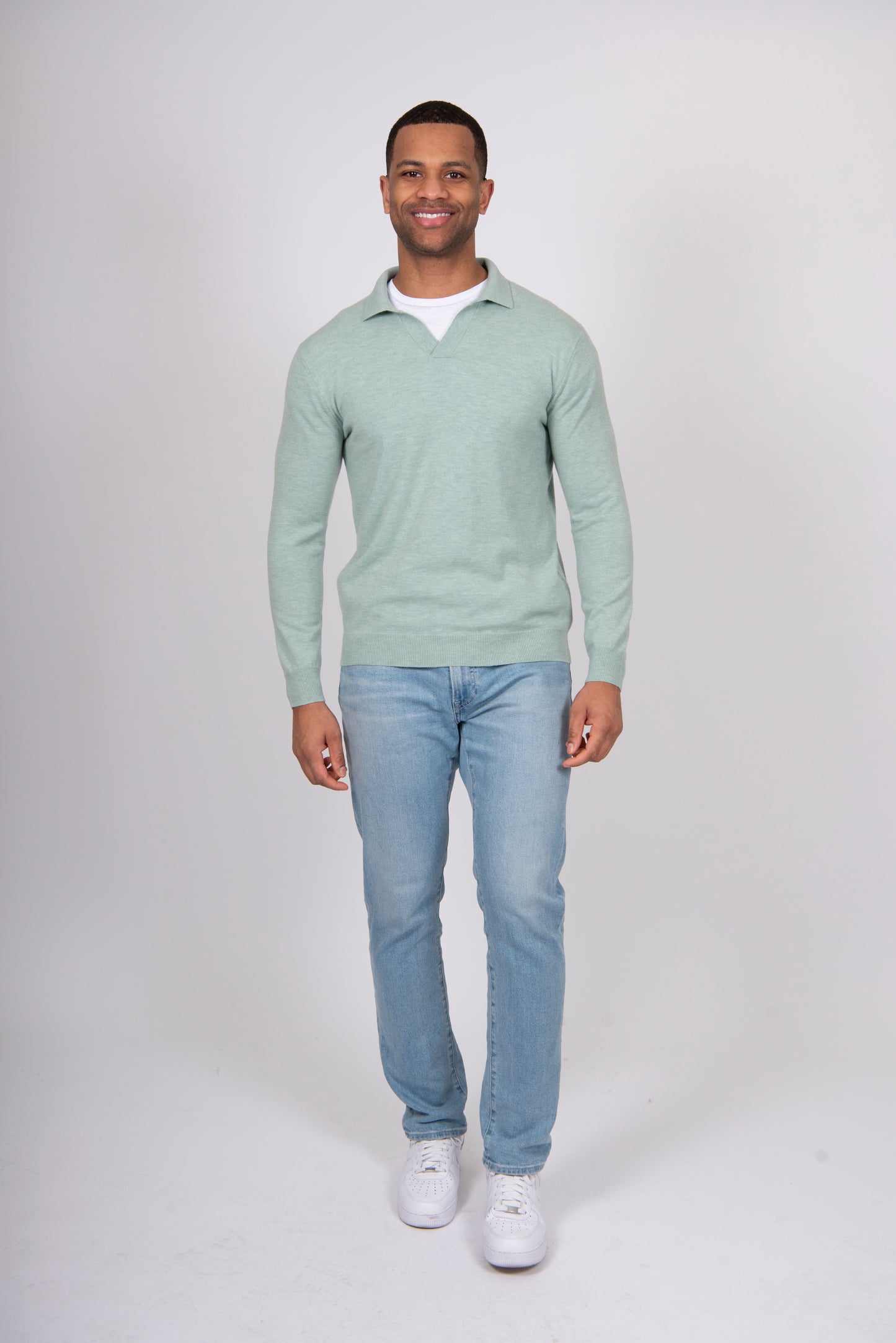 Bridge & Lord - Mens Open Collar Long Sleeve Polo BL5503