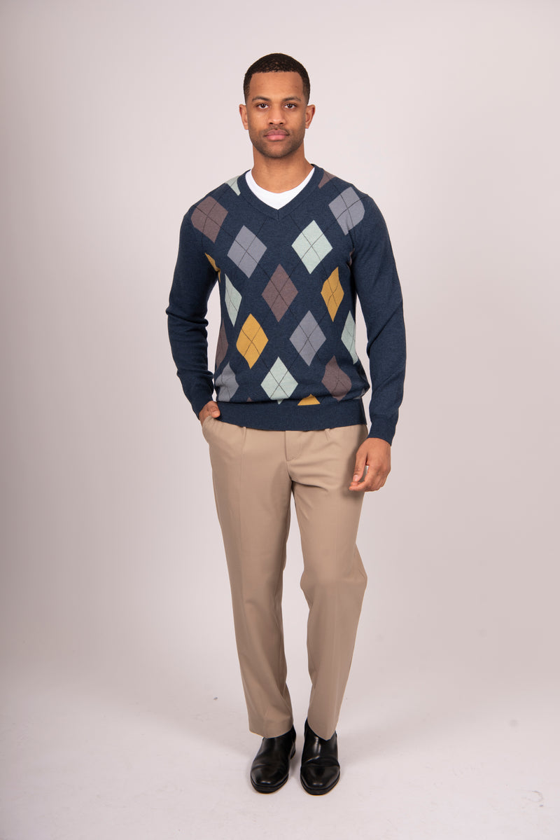 Bridge & Lord - Mens Argyle Vee Neck BL5506