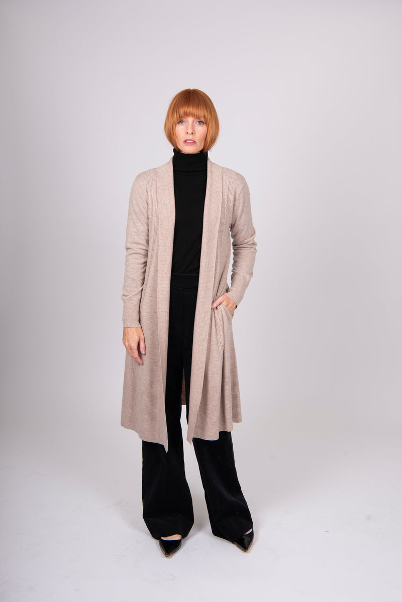 Bridge & Lord - Long Line Cable & Rib Trim Cardi BL5632