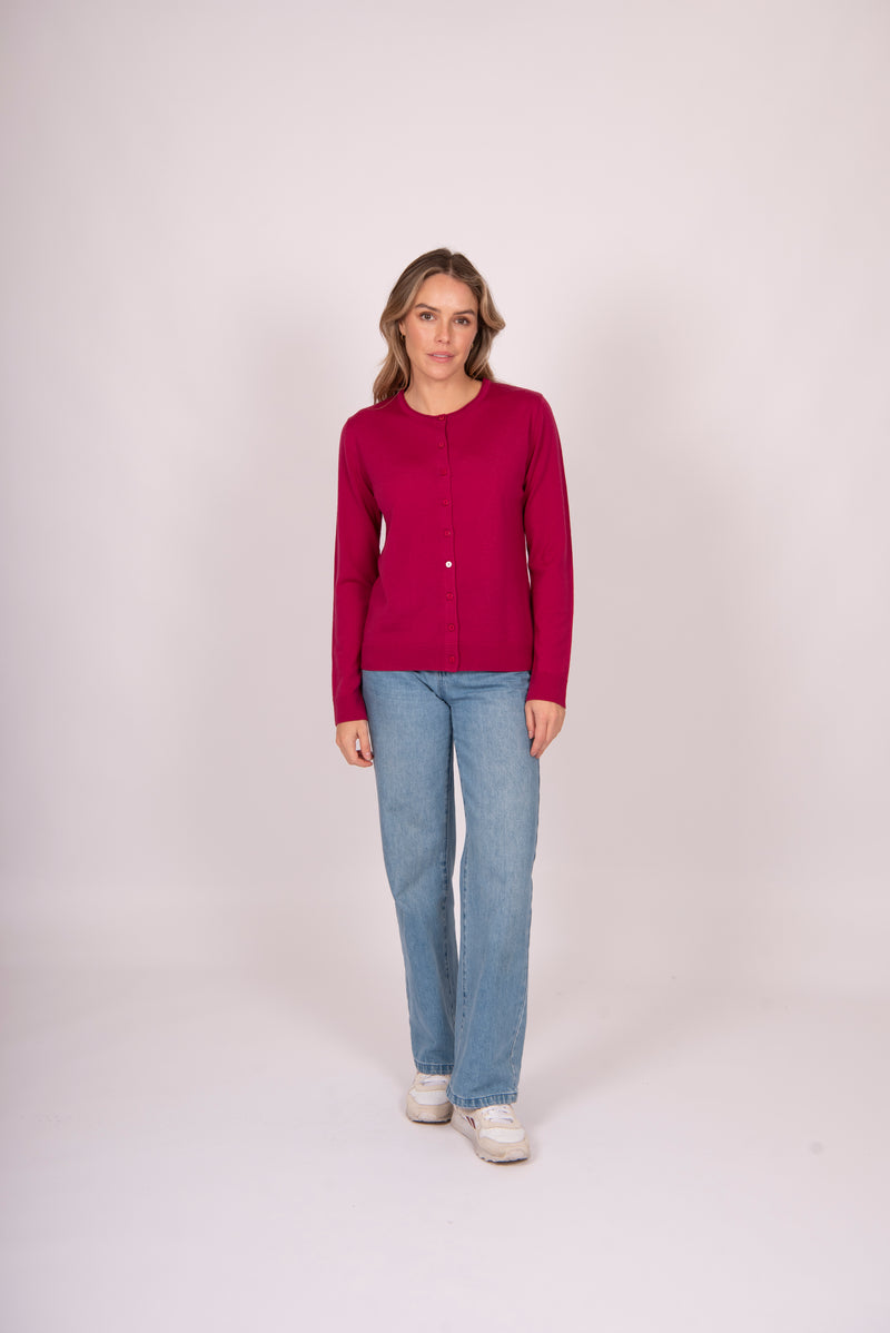 Fields - Signature Cropped Cardi With Roll Trim Neck FK5010