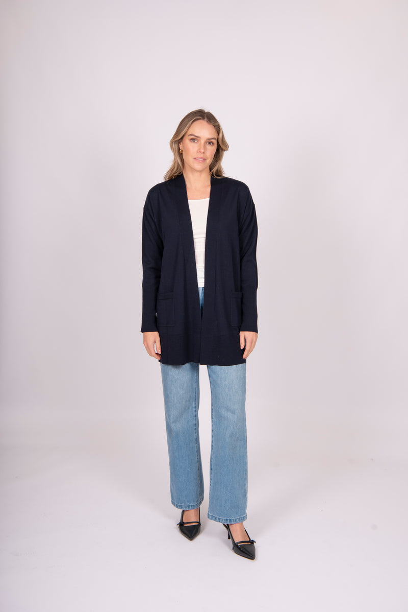 Fields - Longline Rib Trim Cardi FK5012