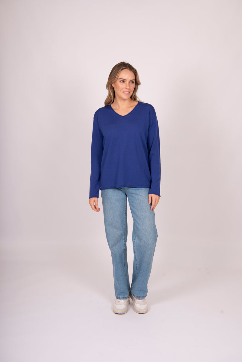 Fields - Signature Relaxed V-Neck Roll Trim Pullover FK5016
