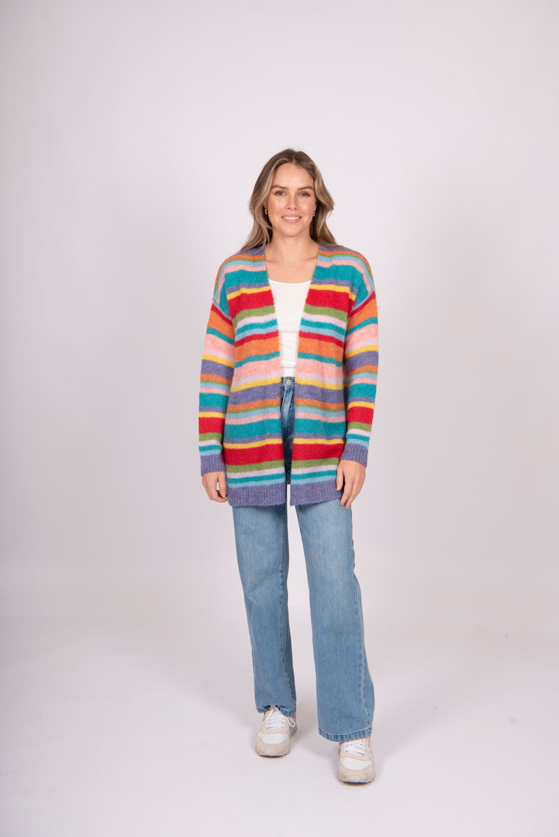 Fields - Mohair Multi Stripe Cardigan FK5019