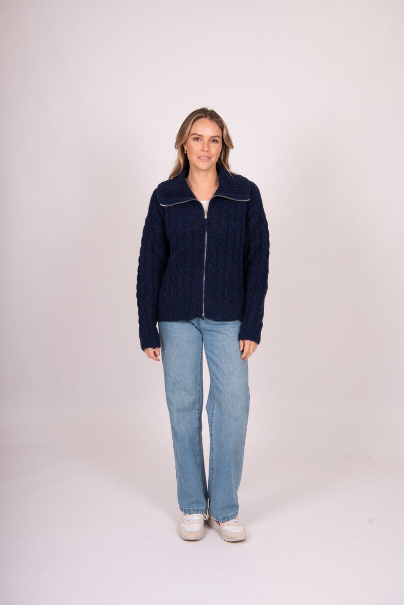Fields - Cable Zip Front Cardi FK5029