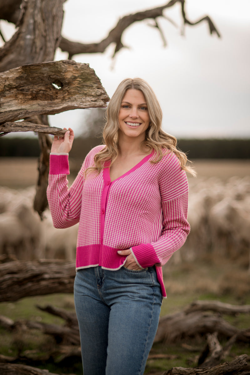Fields - Jacquard V-Neck Cardi FK5038
