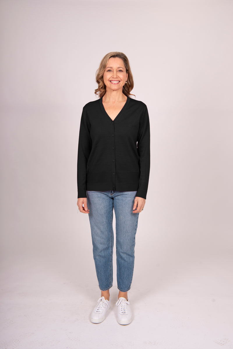 Bella - Essential Jersey Vee Neck Cardigan with Panel NB5745