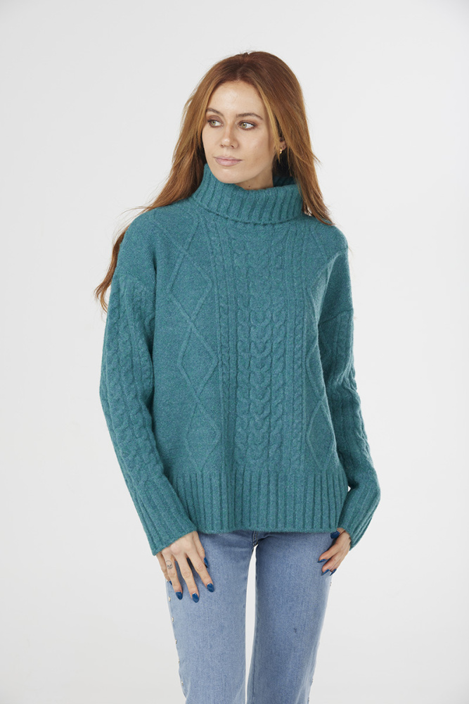 » FK3029 ROLL NECK CABLE PULLOVER
